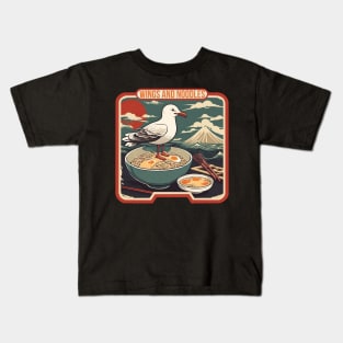 Seagull eat ramen Kids T-Shirt